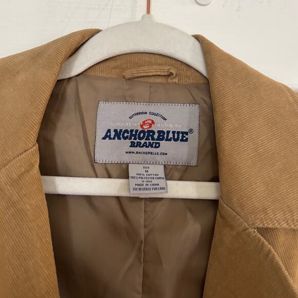 Anchor Blue Camel Brown Corduroy Blazer Trench Coat Medium - Picture 2 of 4